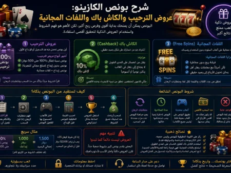 شرح بونص الكازينو: عروض الترحيب والكاش باك واللفات المجانية