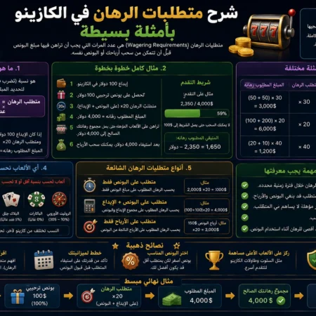 شرح متطلبات الرهان في الكازينو بأمثلة بسيطة