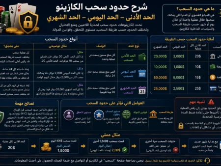 شرح حدود سحب الكازينو: الحد الأدنى واليومي والشهري