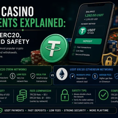 USDT Casino Payments Explained: TRC20, ERC20, Fees and Safety