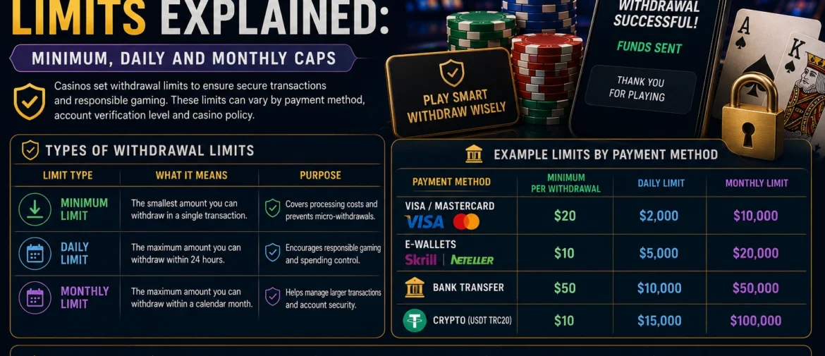Casino Withdrawal Limits Explained: Minimum, Daily and Monthly Caps